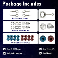 1.6 G4FD Engine Overhaul Rebuild Kit w/Head Gasket Set Timing Chain Kit Crankshaft Pistons Connecting Rod Fit For Hyundai Accent Veloster For Kia Soul Rio 1.6L 2012-2017 23510-2B000 20910-2BB03