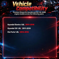 Complete G4NB 1.8L engine rebuild kit, include crankshaft, pistons rings, rod, bearing, timing chain, VVT sprocket valve. Fit Hyundai i30, Kia Forte 11‑16.