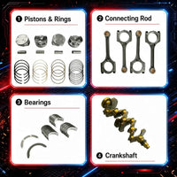 Complete G4NB 1.8L engine rebuild kit, include crankshaft, pistons rings, rod, bearing, timing chain, VVT sprocket valve. Fit Hyundai i30, Kia Forte 11‑16.