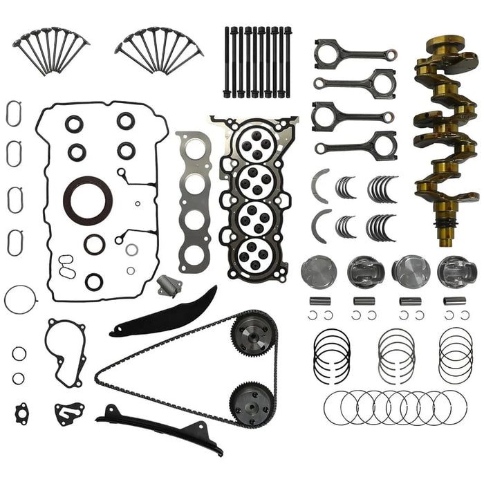 Complete G4NB 1.8L engine rebuild kit, include crankshaft, pistons rings, rod, bearing, timing chain, VVT sprocket valve. Fit Hyundai i30, Kia Forte 11‑16.