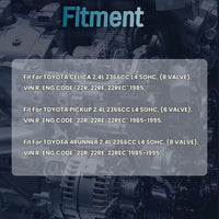 22R/22RE/22REC overhaul kit: con-rods, bearings, pistons, valves, timing chain & head gasket. Fits Toyota 4Runner Pickup Celica 2.4L 1985‑1995.