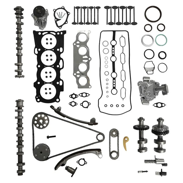 2AZFE Engine Overhaul Kit w/2Pcs Camshafts Timing Chain Kit Water/Oil Pump & Head Gasket Set Valves Fit For Toyota Camry/Highlander/RAV4/Solara 2001-2006 (OE:13502-0H030 13050-0H030)