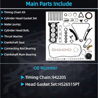 2ZR-FE 1.8L Cylinder Head Repair Kit Timing Chain Water Pump Bearings | Fit For Toyota Corolla Matrix Scion xD 1.8L Cylinder Head Repair Kit Timing Chain Water Pump 2008-2019 HS26515PT AHB881