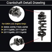G4KH Engine Rebuild Kit Crankshaft Connecting Rod Bearings Set for Hyundai Sonata Santa Fe Genesis Kia Optima Sportage 2.0T L4 Gas 2011-2016 71RZ6-2GF00 231112g400 23510-2G440 23040-2G400