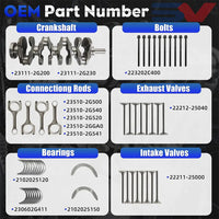 G4KJ 2.4L Theta II Full Rebuild Kit Crankshaft Connecting Rod Pistons Hyundai Sonata Kia Sportage