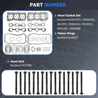 VQ40DE 4.0 Timing Chain Kit Water & Oil Pump Head Gasket Set w/Bolts & Piston Ring Set Fit For Nissan Frontier Pathfinder Xterra NV1500 2500 3500 Suzuki Equator 4.0L V6 2005-2015 HS26370PT 13091-ZK00A