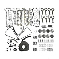 Engine timing chain,pistons,connecting rods head gasket set for Jaguar Land Rover AJ133 5.0L V8.OE LR032048,LR011995