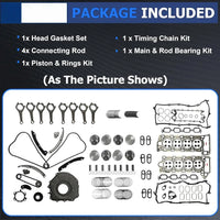Engine timing chain,pistons,connecting rods head gasket set for Jaguar Land Rover AJ133 5.0L V8.OE LR032048,LR011995