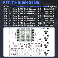 6.0 Head Gasket Set (18mm) MLS W/Head Bolts HSU26374 26374PT ES72229 | Fit For Ford F250 F350 F450 F550 E350 E450 Super Duty E350 Club Wagon Excursion 6.0L Powerstroke Diesel Turbo 2004-2010