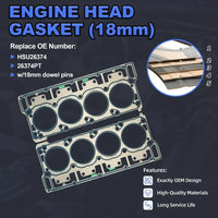 6.0 Head Gasket Set (18mm) MLS W/Head Bolts HSU26374 26374PT ES72229 | Fit For Ford F250 F350 F450 F550 E350 E450 Super Duty E350 Club Wagon Excursion 6.0L Powerstroke Diesel Turbo 2004-2010