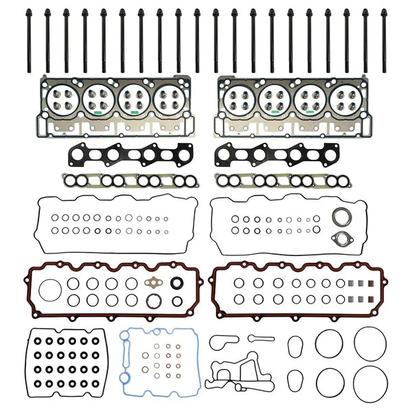 6.0 Head Gasket Set (18mm) MLS W/Head Bolts HSU26374 26374PT ES72229 | Fit For Ford F250 F350 F450 F550 E350 E450 Super Duty E350 Club Wagon Excursion 6.0L Powerstroke Diesel Turbo 2004-2010