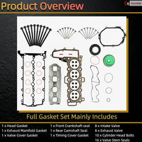 204DTA 204DTD AJ20D4 Full Gasket Set Timing Chain Kit Intake/Exhuast Valve Fit For Jaguar E-PACE X540 XE X760 Land Rover Discovery V Range Rover Sport Evoque 2.0T Diesel 2014-2020