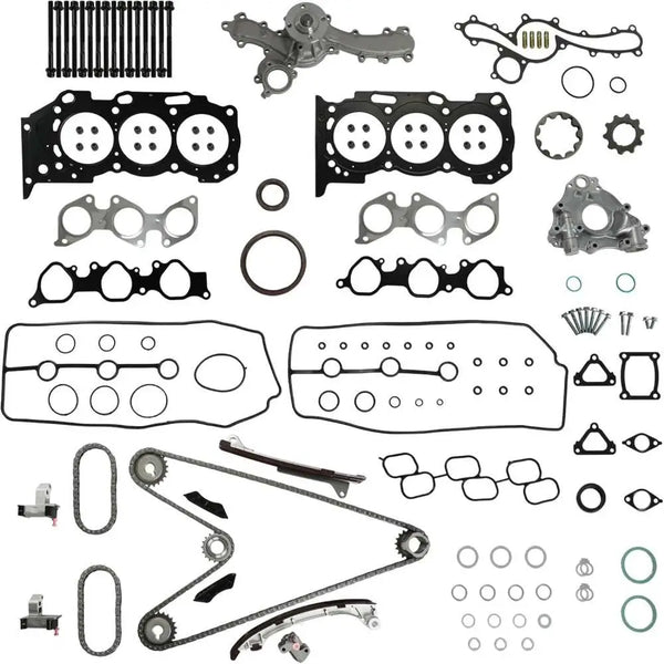 1GR-FE Engine Overhaul Rebuild Kit Head Gasket Set Timing Chain Kit W/Water Pump & Oil Pump Fit For Toyota 4Runner Tacoma Tundra FJ Cruiser 4.0L 2003-2015 DOHC 1GRFE 1610009471,13506-AD010,HS26330PT