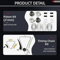 EA888 Gen2 2.0T Overhaul Kit 06H107065AM 21mm Piston Timing Chain Audi A3 TT VW GTI Tiguan