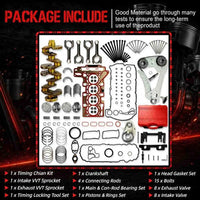 2.0L N20 N26 Crankshaft Pistons Con-Rods Timing Chain Valves Gaskets Set | Non-Hybrid Turbo Engine Rebuild Overhaul Kit For BMW 328i 320i 428i 528i X1 X3 X4 Z4 2012-2018
