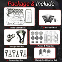 N55 3.0 Overhaul Rebuild Kit with Timing Chain VVT Gear Kit Piston & Bearing Kit For BMW 2011-2018 | Fit for BMW 135i 335i 435i 535i 640i 740i X1 X2 X3 X4 X5 X6 Replace#11127599212 11367583208