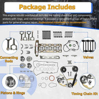 Engine rebuild kit compatible with GMC Terrain 2011-2016 including timing chain and head gasket