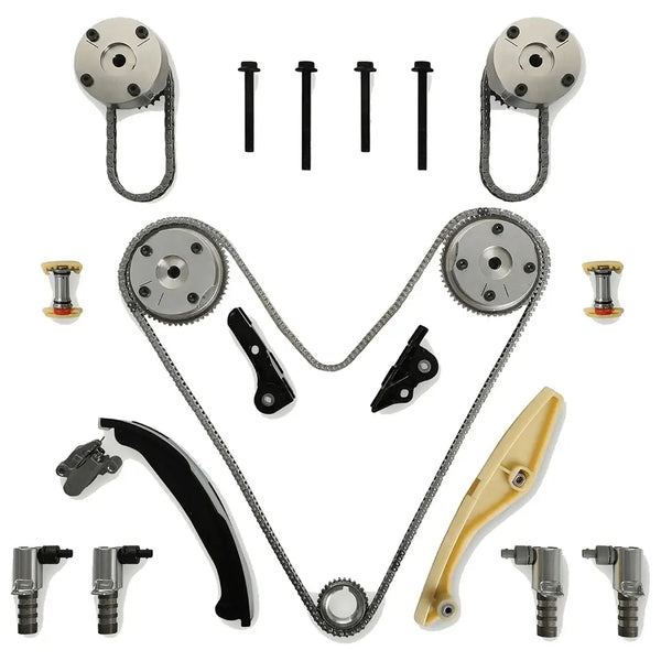 9-0738S Engine Timing Chain Kit w/VVT Cam Phaser & Solenoid Fit For Ford F-150 Flex Taurus Edge Mustang Police Transit Explorer For Lincoln Mks Mkx Mkz Continental 3.5L 3.7L V6 DOHC 2011-2019