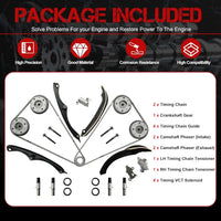3-1079S 3.5 Timing Chain Kit W/VVT Gear & VCT Solenoid Guides Tensioners | Fit For Ford F-150 Ecoboost Expedition Lincoln Navigator 3.5L V6 DOHC 2017-2024 HL3Z6306A HL3Z6B274A HL3Z6268A HL3Z6M280A
