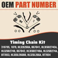 Timing chain kit with VVT phasers, guides & tensioner. OE# ML3Z6C525A ML3Z6256A HL3Z6M280A HL3Z6306A, fits F-150 Expedition Navigator 3.5L V6 17-22.