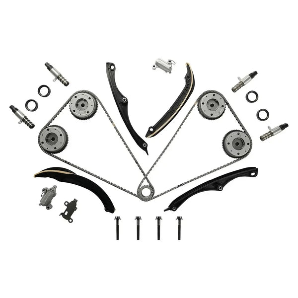 3-1079S 3.5 Timing Chain Kit W/VVT Gear & VCT Solenoid Guides Tensioners | Fit For Ford F-150 Ecoboost Expedition Lincoln Navigator 3.5L V6 DOHC 2017-2024 HL3Z6306A HL3Z6B274A HL3Z6268A HL3Z6M280A