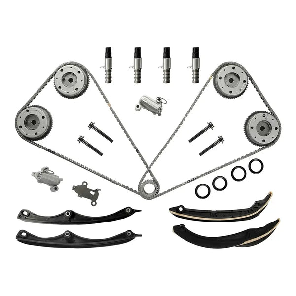 3-1079S 3.5 Timing Chain Kit W/VVT Gear & VCT Solenoid Guides Tensioners | Fit For Ford F-150 Ecoboost Expedition Lincoln Navigator 3.5L V6 DOHC 2017-2024 HL3Z6306A HL3Z6B274A HL3Z6268A HL3Z6M280A
