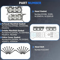 HL3Z6051A 3.5 Head Gasket Set w/Head Bolts Fit For Ford F-150 Ecoboost 2017-2023 Fit For Ford Expedition Fit For Lincoln Navigator 2018-2024 3.5L V6 HL3Z6051B GS33947