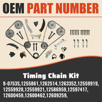 9-0753S Timing Chain Kit VVT Sprocket Valve Water Pump Serpentine Belt Kit Buick Enclave GMC Acadia