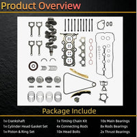 G4FD 1.6L Engine Rebuild Kit Crankshaft Pistons Bearings Rods | Fit For Hyundai Accent Veloster Kia Rio Soul 1.6L Engine Rebuild Kit Crankshaft Pistons Bearings 2012-2019; OE 23110-2B610