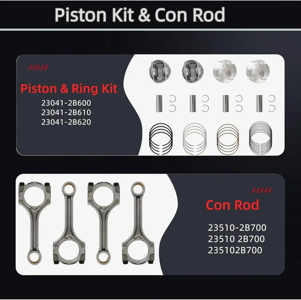 G4FJ 1.6 Engine Overhaul Rebuild Kit w/Crankshaft Piston Con-Rods Kit | Fit For Hyundai Sonata Veloster Tucson Kia Soul Optima 1.6T 2015-2021 231102B710 209102BU06