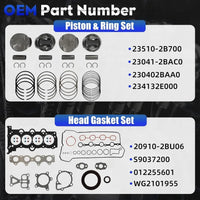 G4FJ 1.6T Engine Rebuild Kit Crankshaft Connecting Rod & Piston Head Gasket Set | Fit For Hyundai Sonata Veloster Tucson Mistra Kia Ceed Soul Seltos 2009-2019 20910-2BB03 23110-2B710