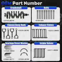 G4FJ 1.6T Engine Rebuild Kit Crankshaft Connecting Rod & Piston Head Gasket Set | Fit For Hyundai Sonata Veloster Tucson Mistra Kia Ceed Soul Seltos 2009-2019 20910-2BB03 23110-2B710