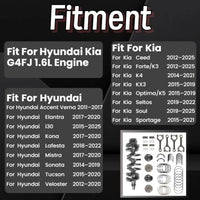 Crankshaft Piston Connecting Rod Kit Bearings Kit Fit For Hyundai Accent Verna ElantraTucson Kia Forte Optima Forte Sonata Veloster 1.6L G4FJ Engine 2011-2022 231102B710 235102B700