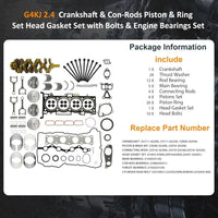 G4KJ Engine Rebuild overhaul Kit for Hyundai Kia 2.4L 15-20 231112G200