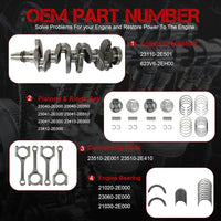G4NC 2.0 Engine Rebuild Overhaul Kit Crankshaft Piston Connecting Rod Bearing Set Head Gasket Set Valve Fit For Hyundai Tucson Elantra GT Kia Forte Forte5 Soul 2.0L 2011-2020 23110-2E501 20910-2EA00