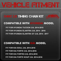 G4NC Timing Chain Kit With CVVT Gears Fit For Hyundai Kia 2.0L 2014-2017 | Fit For Hyundai Elantra Gt Tucson Fit For Kia Forte Koup Soul 2.0L L4 OE#24321-2E200 24410-2E000 24420-2E200 24370-2E200
