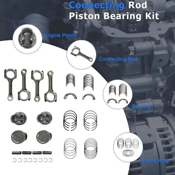 Complete 1.4L overhaul kit with timing chain, piston, conrod, bearing & head gasket, fix wear and leaks for 2011-2021 1.4 turbo models, 1-year warranty