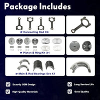 2.4 Timing Chain Kit Head Gasket Set w/Connecting Rod Piston Bolt Bearing Fit For GMC Terrain For Chevy Equinox Malibu For Buick Regal Verano 2.4L 2010-2017 34201SAVVT1 HS54874 12646457 12654958