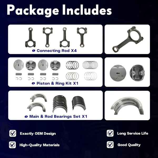 2.4 Timing Chain Kit Head Gasket Set w/Connecting Rod Piston Bolt Bearing Fit For GMC Terrain For Chevy Equinox Malibu For Buick Regal Verano 2.4L 2010-2017 34201SAVVT1 HS54874 12646457 12654958