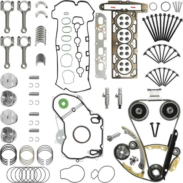 9-4201S 2.4 Ecotec Rebuild Overhaul Kit Timing Chain Kit With VVT & Piston & Con-Rods & Bearings Fit For Chevrolet Captiva Equinox Orlando Buick LaCrosse Regal Verano GMC Terrain 2.4L 2011-2017