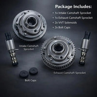 VVT Camshaft Sprocket Solenoid Kit for GM Ecotec 1.6L 1.8L | For GM Ecotec LUW LWE LXV 2H0 1.6L/1.8L; fits Cruze, Sonic, Aveo, Astra, G3; sprockets, VVT solenoids, bolts