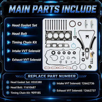 2.0L Turbo Head Gasket Kit Timing Chain VVT Solenoid Head Bolt | Fit For Chevrolet Malibu Camaro Equinox 2.0L Turbo Head Gasket Kit Timing Chain VVT 2013-2021 HS55380 11610687