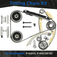 2.4 Timing Chain Kit w/VVT Sprocket & Solenoid Water & Oil Pump Camshaft Valve Lifter Rocker Arm For Chevy Equinox Malibu Buick Lacrosse Regal Verano GMC Terrain 2.4L 2.2L Ecotec 9-4201S 9-4201SB1K3