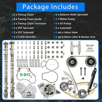 2.4 Timing Chain Kit w/VVT Sprocket & Solenoid Water & Oil Pump Camshaft Valve Lifter Rocker Arm For Chevy Equinox Malibu Buick Lacrosse Regal Verano GMC Terrain 2.4L 2.2L Ecotec 9-4201S 9-4201SB1K3