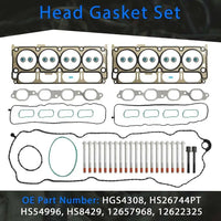 5.3L Head Gasket Set Timing Chain Kit For Chevy GMC Sierra Yukon 2014-2019 | HS26744PT Valve Kit For Silverado 1500 Tahoe Suburban Sierra 1500 Yukon XL 5.3 V8 5328cc Engine 2014 2015 2016 2017 2018 2019