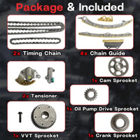 2.4 Engine Timing Chain Kit with VVT Sprocket Fit for Honda Civic CR-V Acura ILX TSX 2.4L L4 DOHC 2008-2015#14530-PPA-003 14530-RAA-A01