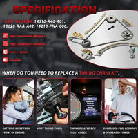 2.4 Engine Timing Chain Kit with VVT Sprocket Fit for Honda Civic CR-V Acura ILX TSX 2.4L L4 DOHC 2008-2015#14530-PPA-003 14530-RAA-A01