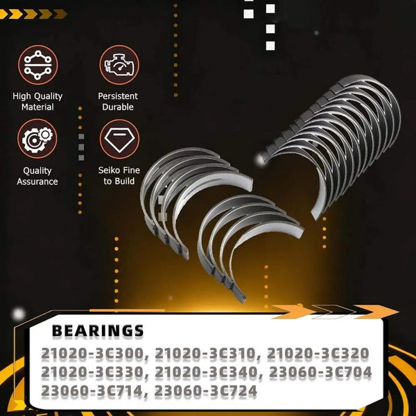 3.3L G6DH Engine Crankshaft with Connecting Rod & Bearings | Compatible with 2011-2019, Hyundai(Santa Fe, Azera); Kia(Sorento, Sedona, Cadenza) #23110-3CFA0, 23110-3L100, 623R6-3CA00
