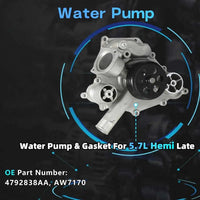 5.7 Hemi Engine Rebuild Kit with Piston Kit & Timing Chain Kit & Water Pump | Compatible with 2005-2008, Chrysler 300, Jeep Grand Cherokee, Commander, Dodge Charger #HS26284PT