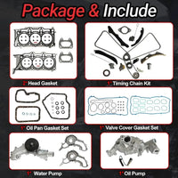 Pentastar 3.6 Overhaul Rebuild Kit With Timing Chain Kit Oil & Water Pump 2011-2015 | Fit For Ram 1500 Jeep Grand Cherokee Wrangler Dodge Grand Caravan Charger Durango Chrysler 300 200 3.6L V6